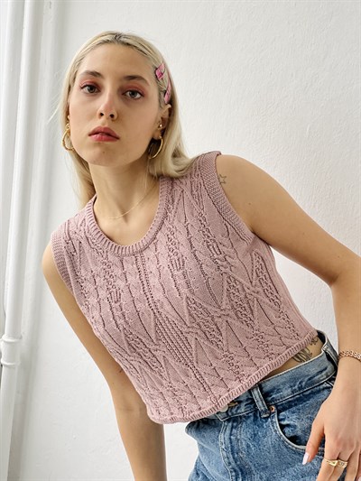 Retrobird Örgü Triko Mevsimlik Pudra Renkli Süveter