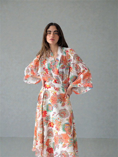 Retrobird Tasarım Boho Desen Yavruağzı Mini Kimono