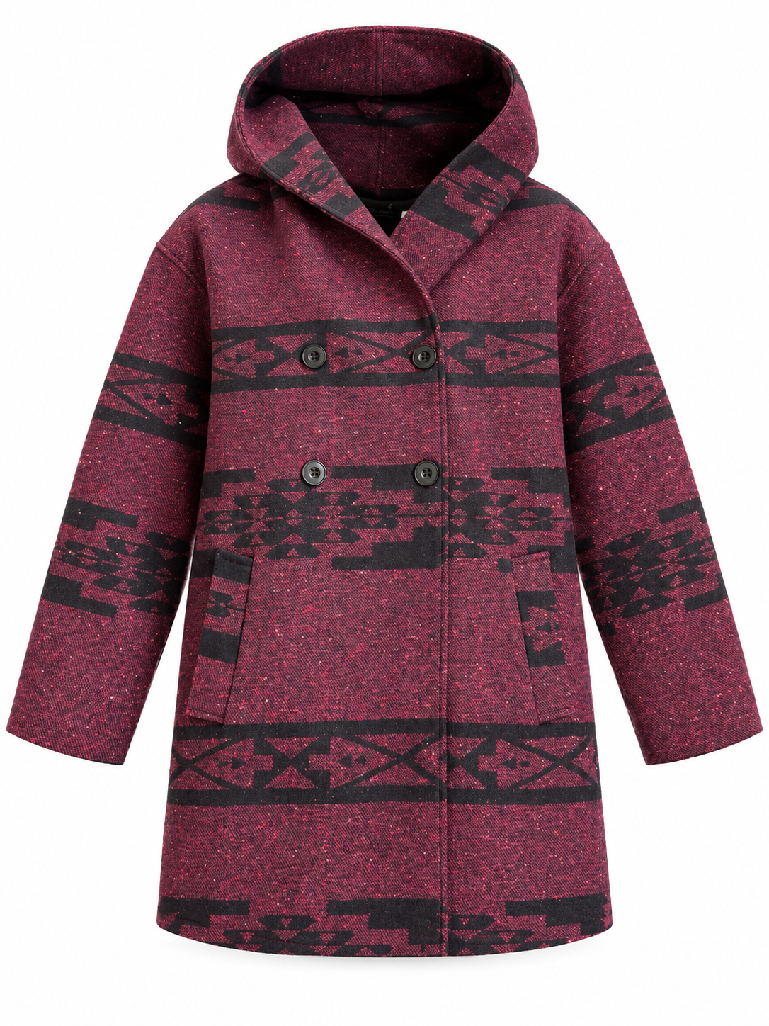 Urban Retro Kapüşonlu Oversize Bordo - Siyah Ceket Kaban