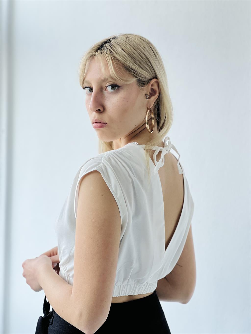 Cleopatra Double Breasted Crop Ecru Blouse