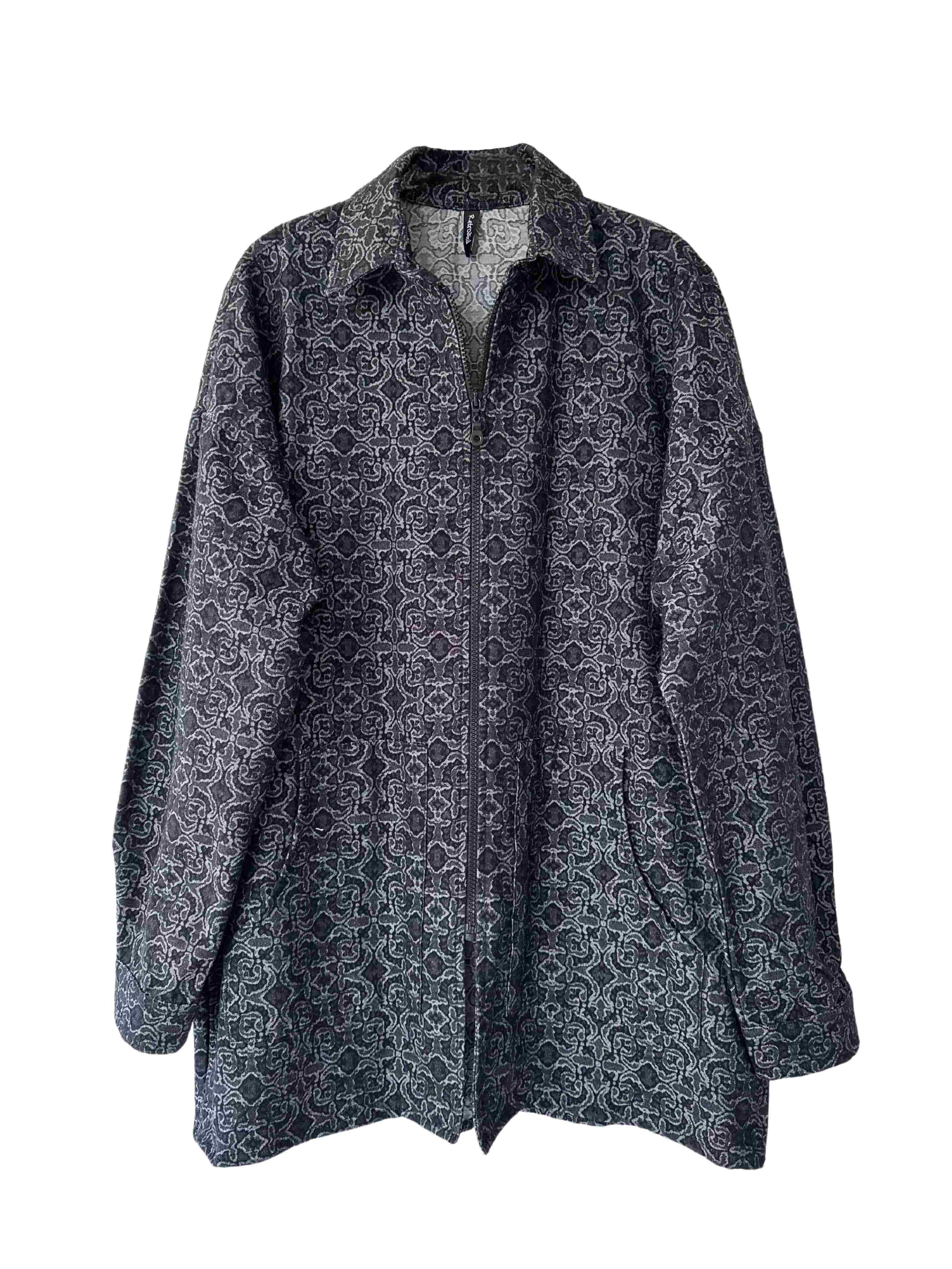 Retrobird Men's Oversized Zippered Anthracite Cardigan Jacket