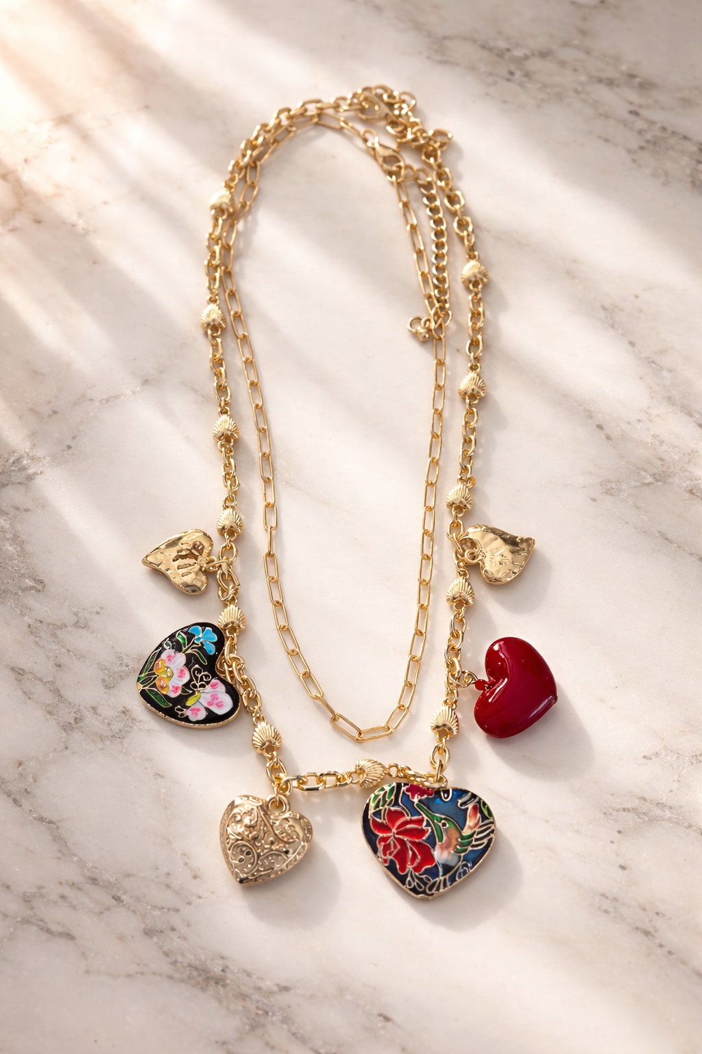 Retrobird Amore Vintage Çok Renkli Charm Kolye