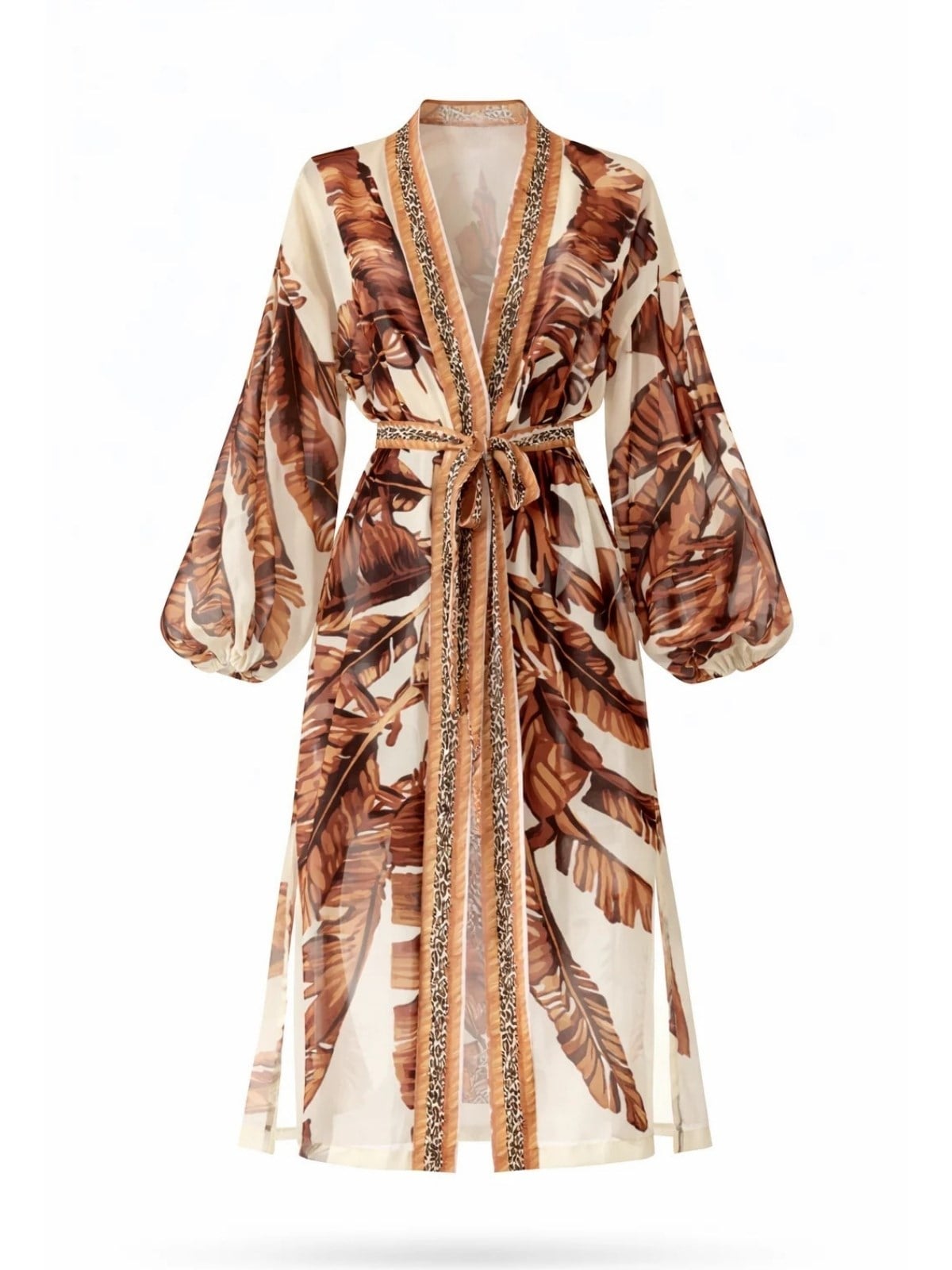 Retrobird Tasarım Kahverengi Palmera Wrap Kimono