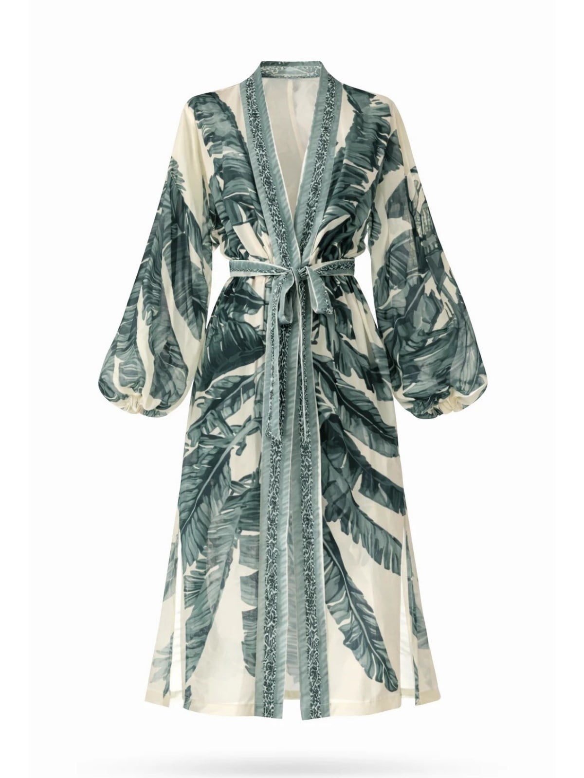 Retrobird Tasarım Yeşil Palmera Wrap Kimono