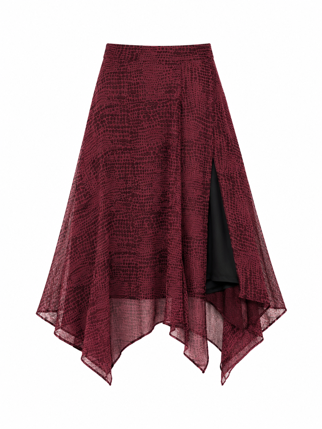 Retrobird Vera Asimetrik Bordo Midi Etek