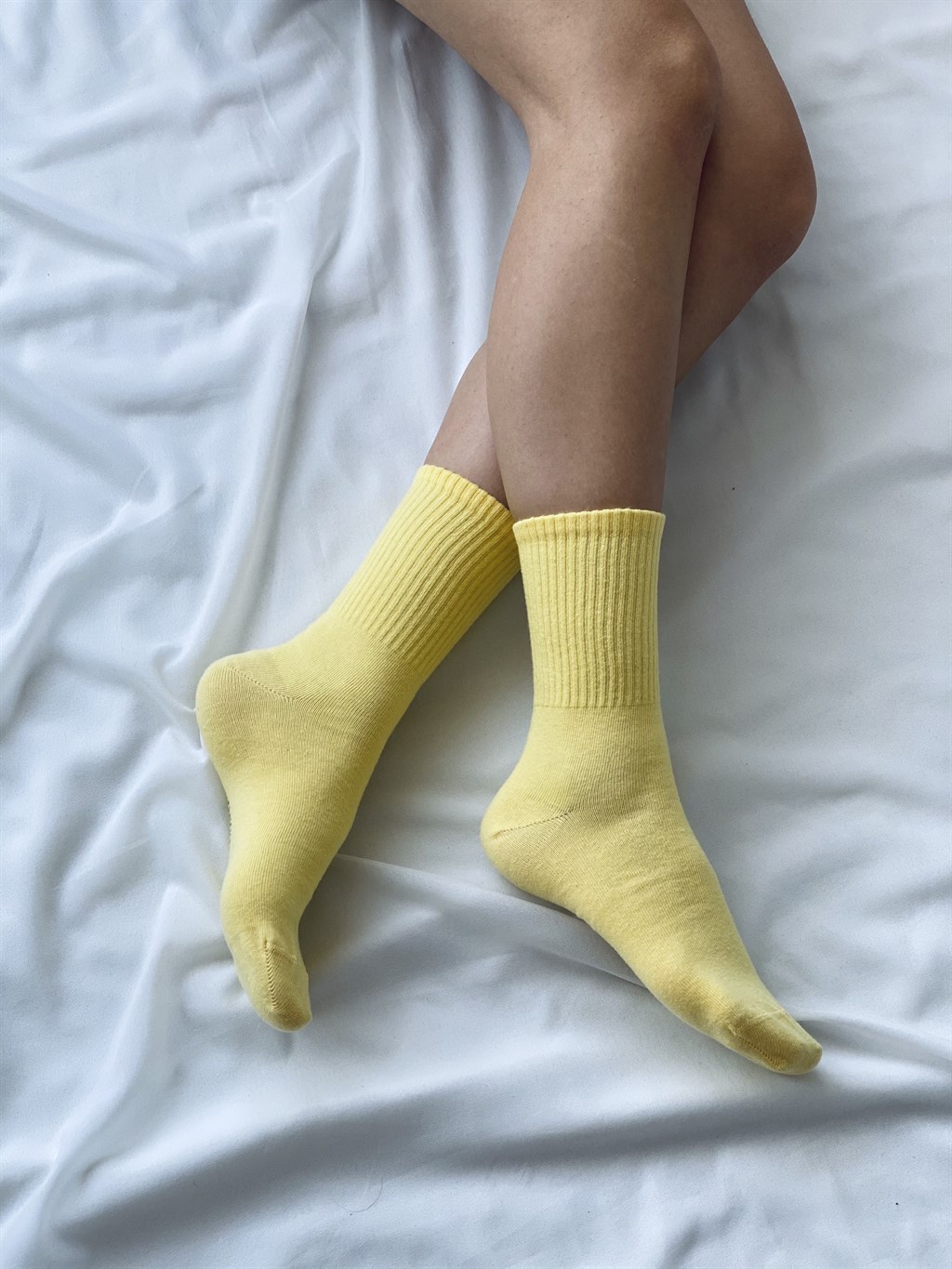 Retrobird Pamuklu Tek Çift Sarı Renkli Unisex Spor Çorap | Retrobird