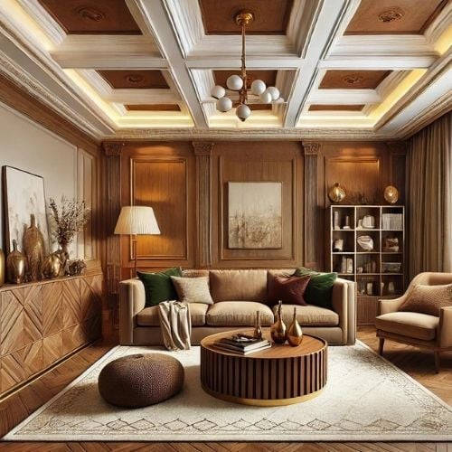 ceviz rengi salon dekorasyonu