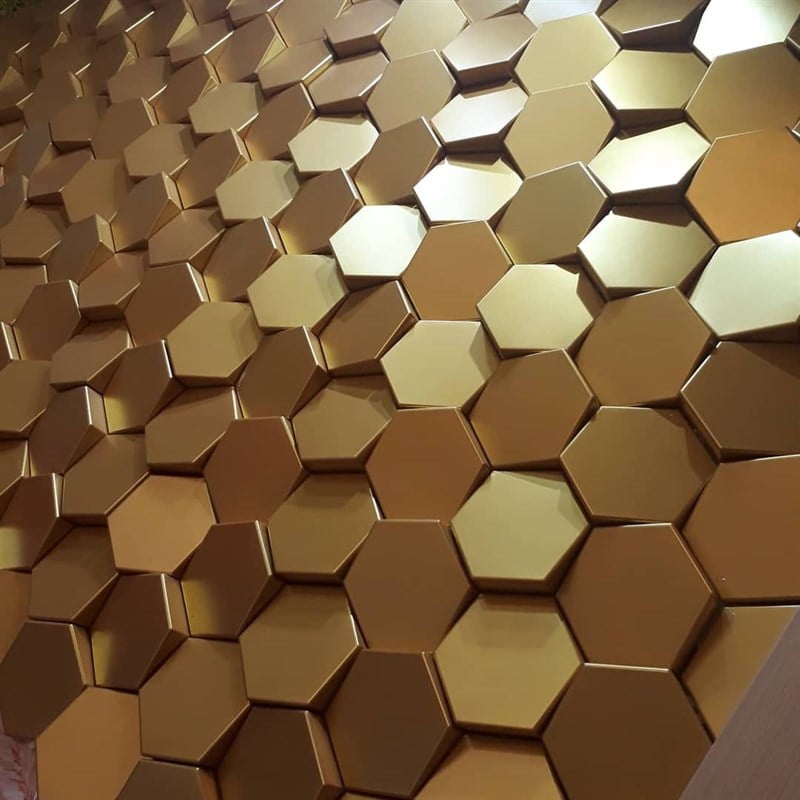 3D Hexagonal Wall Panel Gold