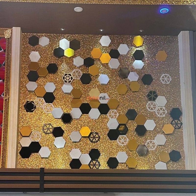 3D Hexagonal Wall Panel Gold