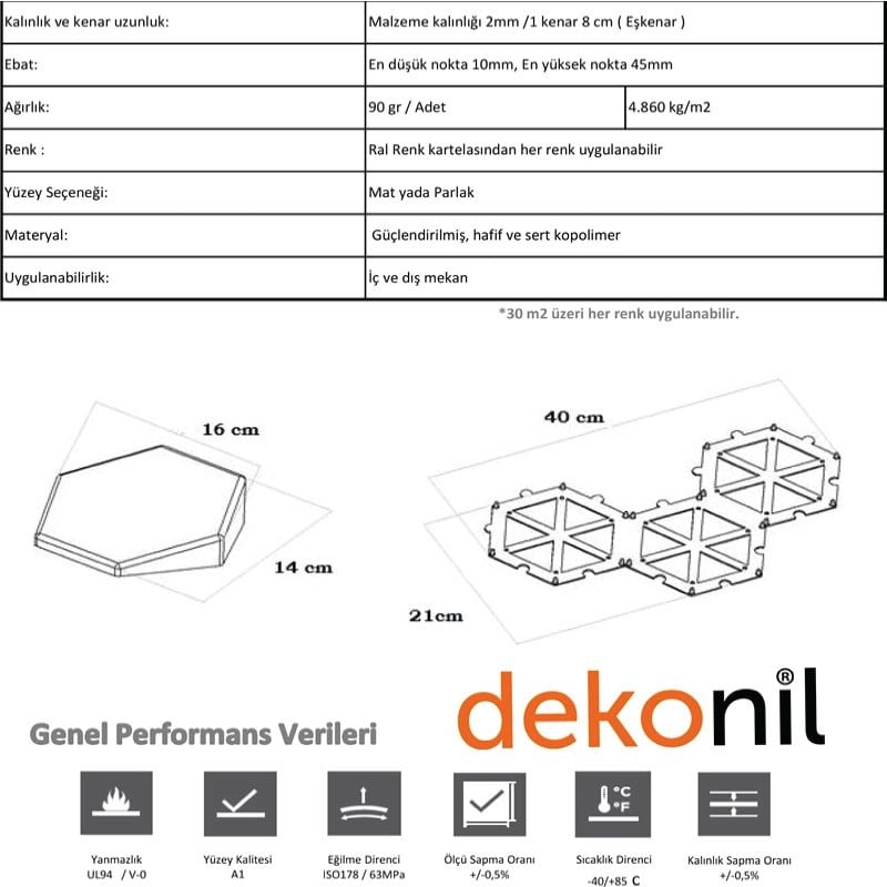 3D Hexagonal Wall Panel Red