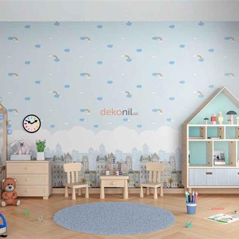 Adawall Ada Kids Bulutlu Çocuk Odası Duvar Kağıdı 8902-1