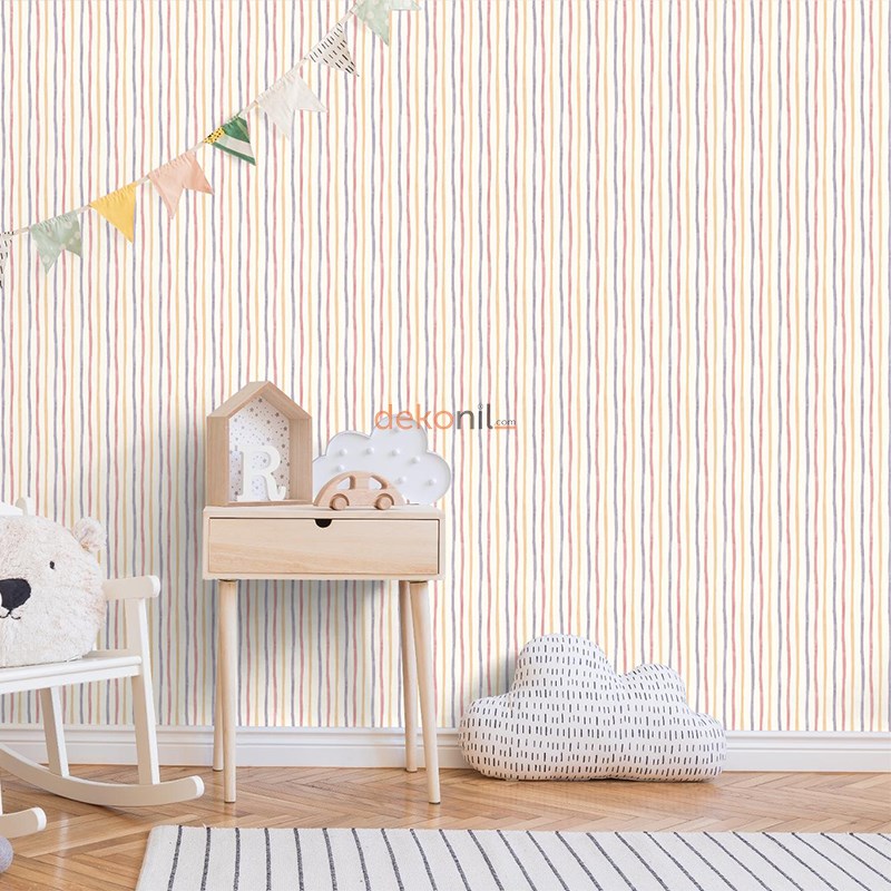 Adawall Ada Kids Çizgili Çocuk Odası Duvar Kağıdı 8906-1