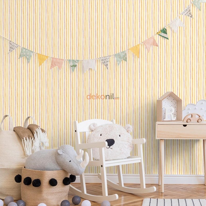 Adawall Ada Kids Çizgili Çocuk Odası Duvar Kağıdı 8906-2