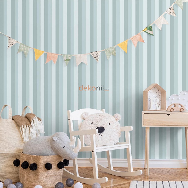 Adawall Ada Kids Çizgili Çocuk Odası Duvar Kağıdı 8908-2
