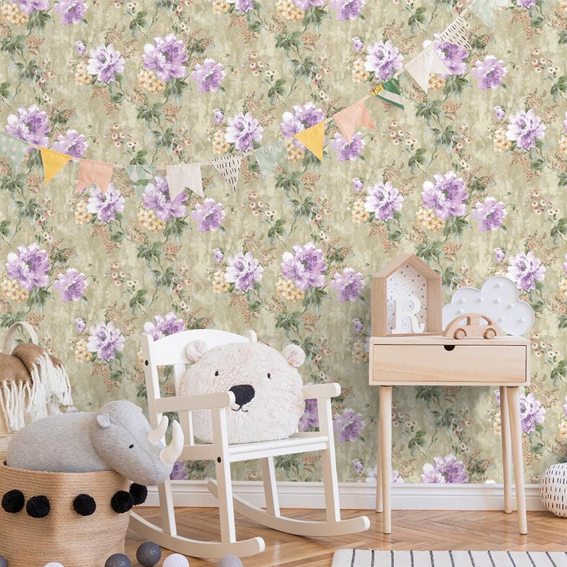 Adawall İndigo Flower Pattern Wallpaper 4708-2