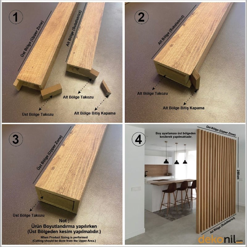 Natural Çam Seperatör Duvar Bölme Profili 5*5*280cm