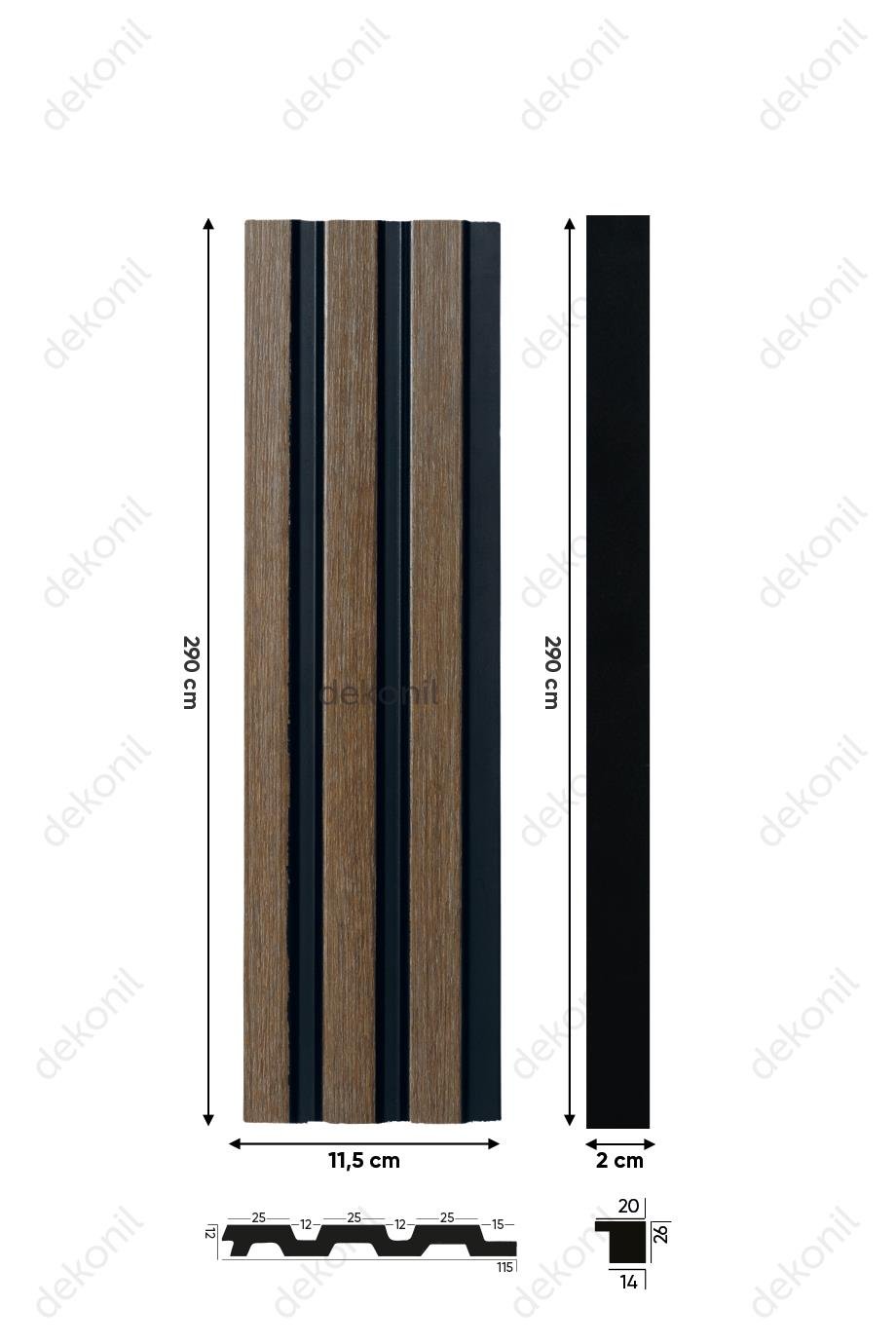 Ahşap Siyah Duvar ve Tavan Lambri 11,5cm