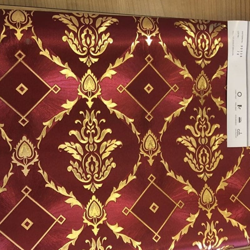 Altın Varaklı Damask Desenli Duvar Kağıdı