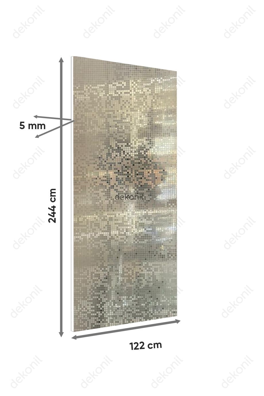 Aynalı Mozaik Desenli PVC Foam Board Duvar Paneli 122×244 cm