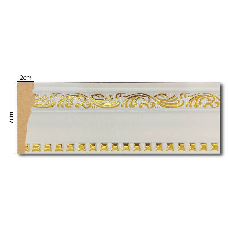 Beyaz Altın Sarmaşık İşlemeli Bordür-Süpürgelik 7cm
