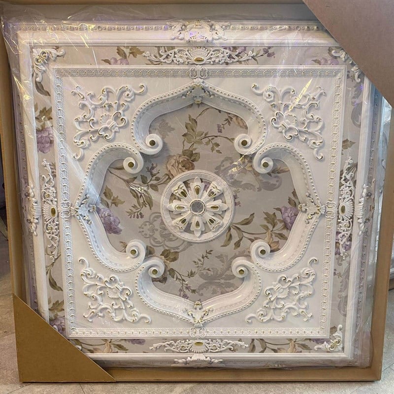 Beyaza Altın Kare Saray Tavan 120*120 cm