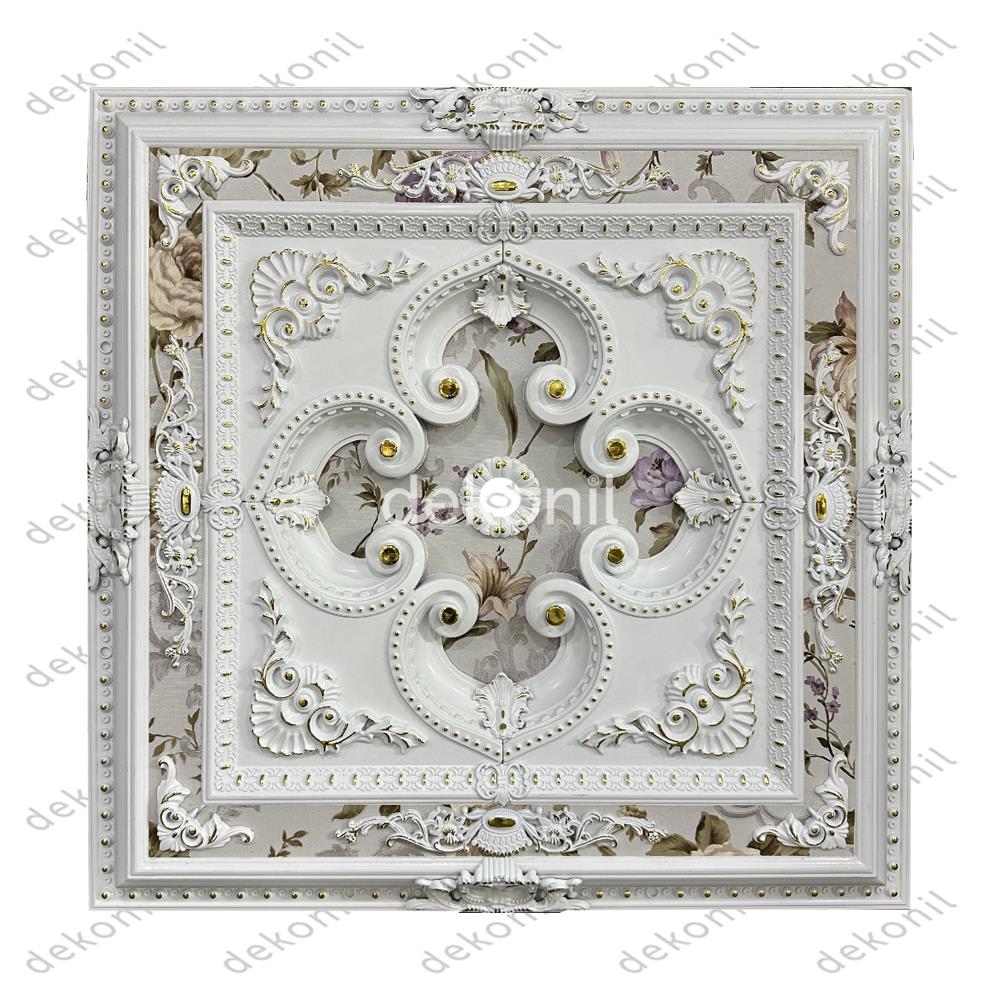 Beyaza Altın Kare Saray Tavan 90*90 cm