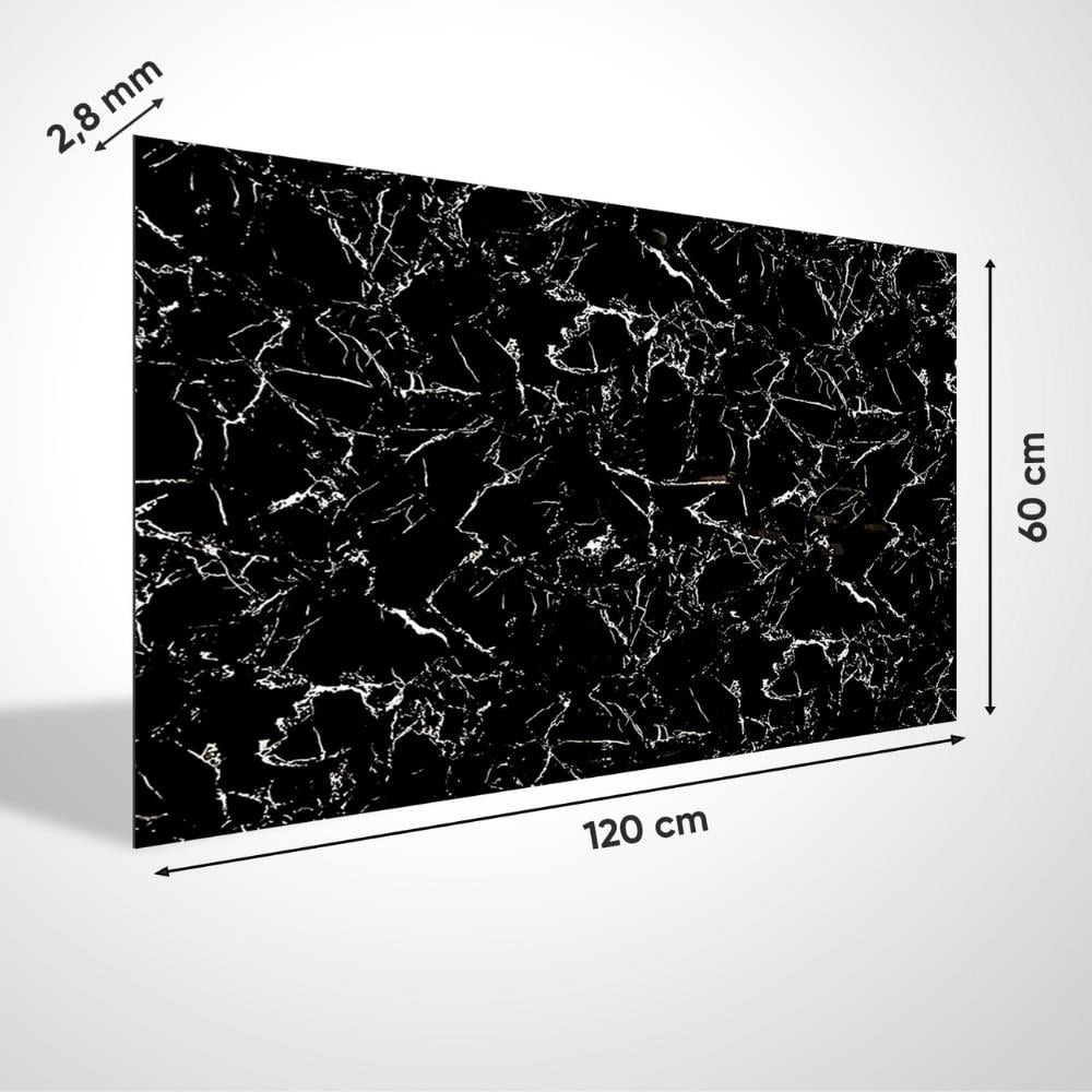 لوحة حائط من مادة البولي فينيل كلوريد بنمط رخامي أسود وأبيض، مقاس 60*120 سم