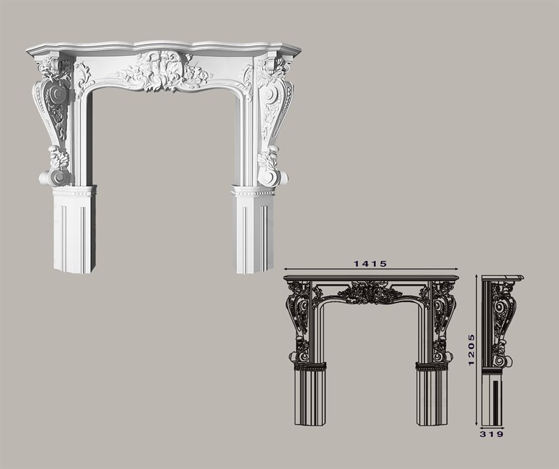 Decorative Polyurethane Paintable Fireplace