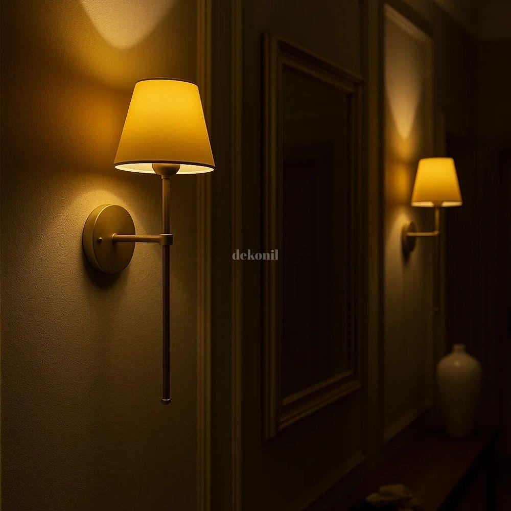 Gold Abajur Şapkalı Şarjlı Kablosuz LED Aplik