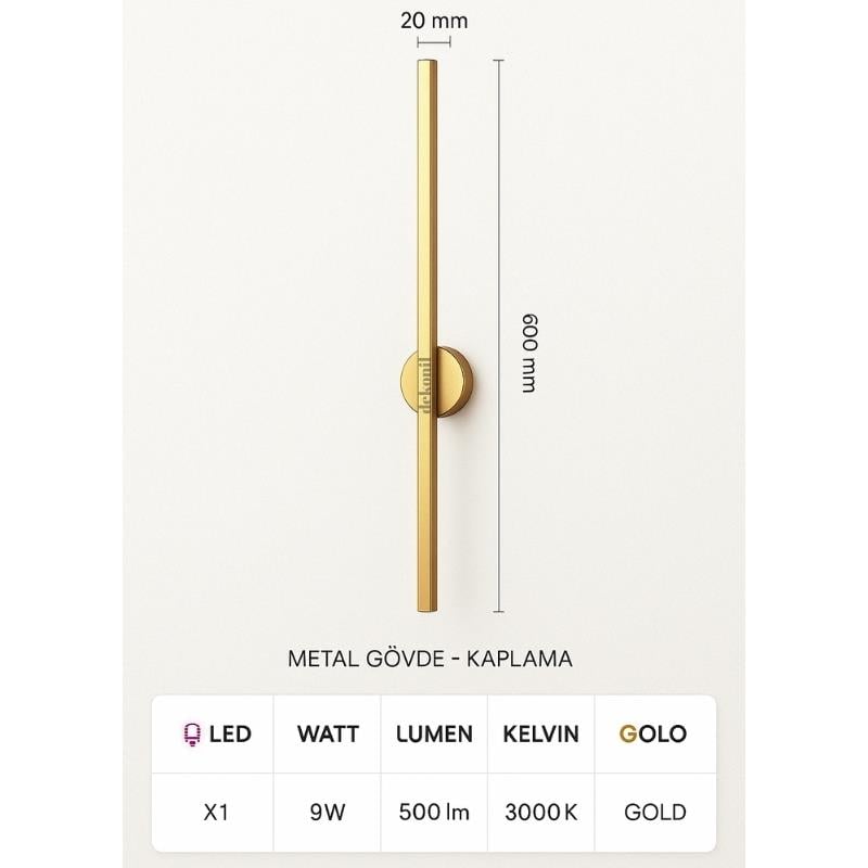 Gold Lindis Şarjlı Kablosuz LED Aplik