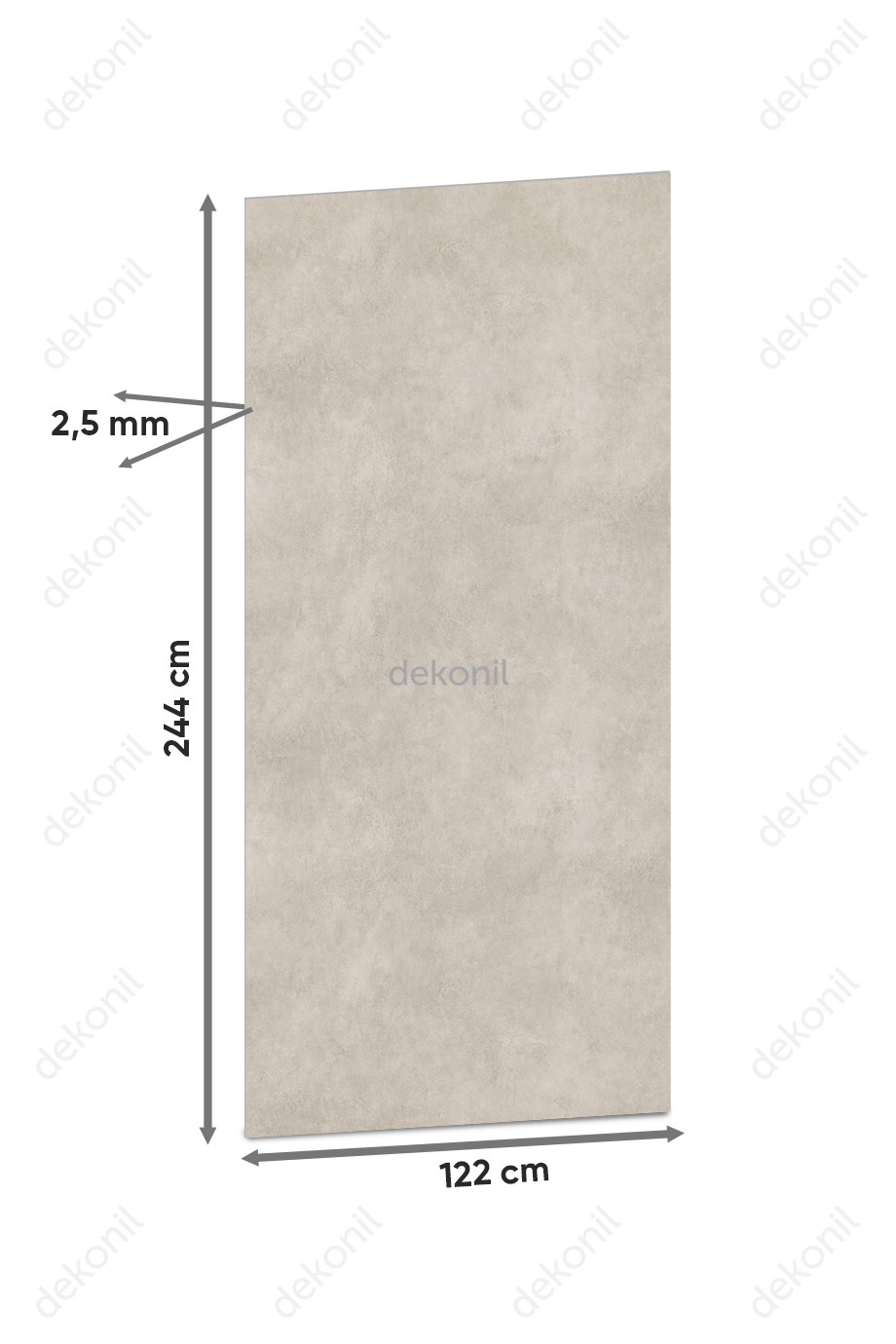 Grej Beton Desenli PVC Duvar Paneli 122x244 cm