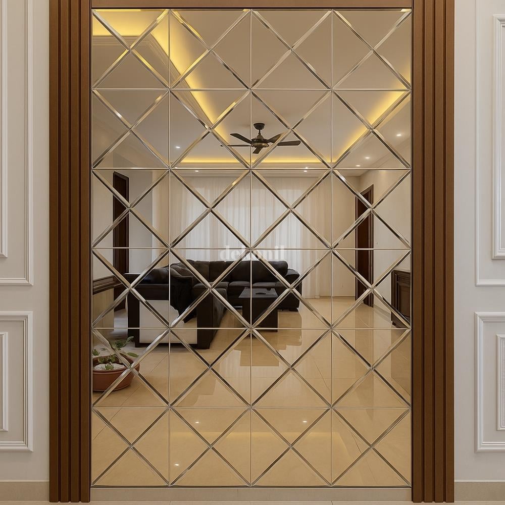 Kendinden Yapışkanlı Karo Ayna Yarım Baklava Silver 30*30 cm (2 m² )