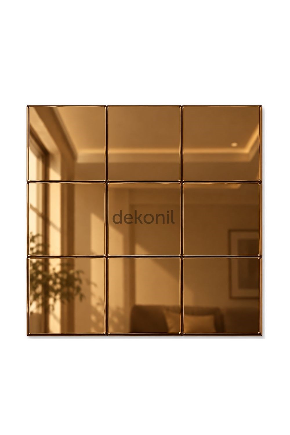 Kendinden Yapışkanlı Mozaik Karo Ayna Kare Bronz 30*30 cm