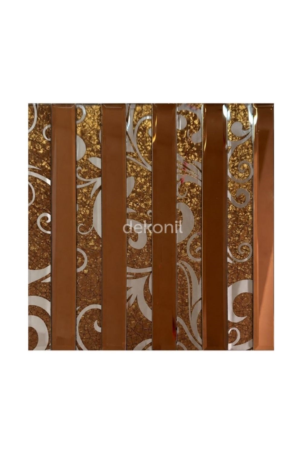 Kendinden Yapışkanlı Karo Ayna Çizgili Bronz Kahve 30*30 cm