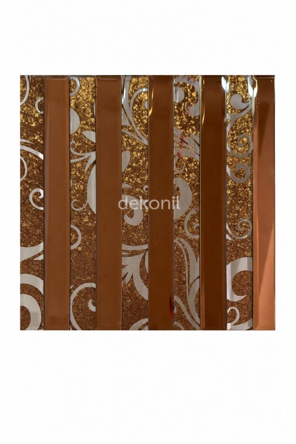 Kendinden Yapışkanlı Karo Ayna Çizgili Bronz Kahve 30*30 cm