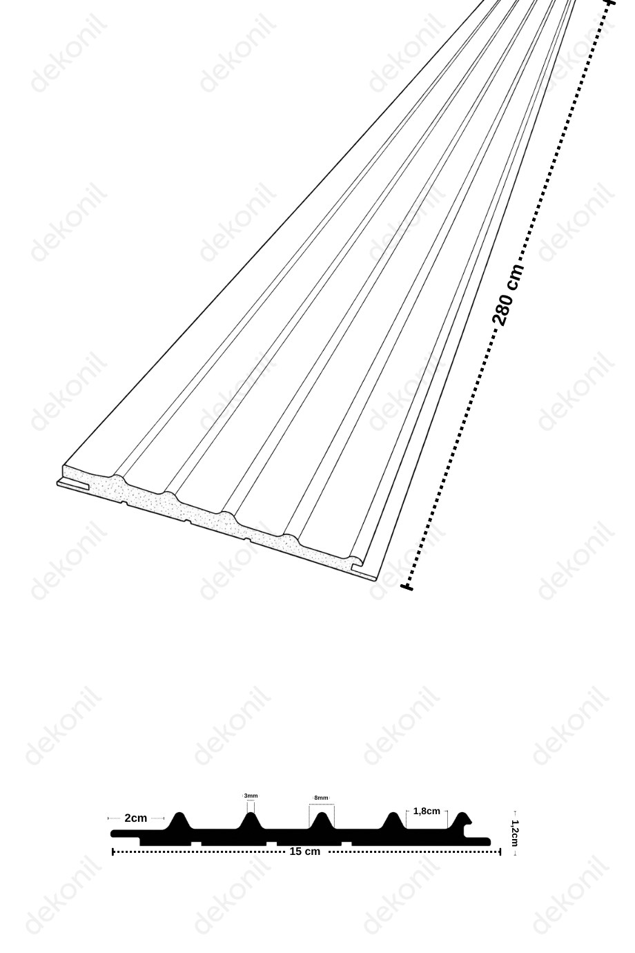 Lavente Soft Parlament Mavi MDF Lambri 15cm
