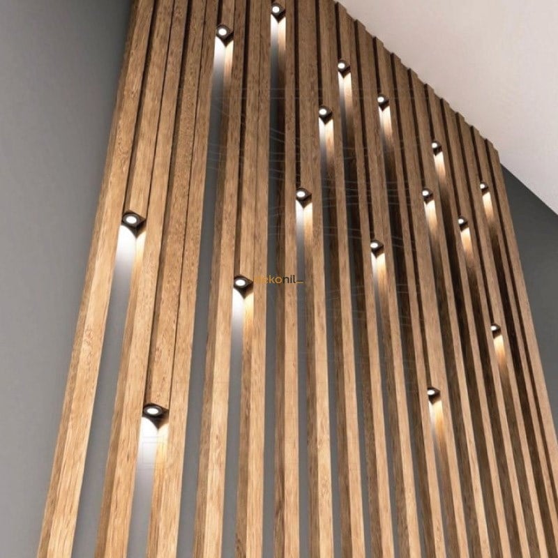 Ledli Duvar Seperatör Paketi Teak Ahşap 5*5cm