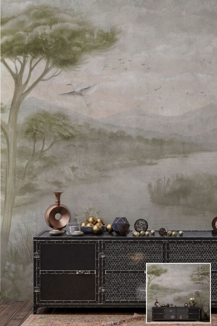 Landscape Patterned Textile Based Personalized Print Wallpaper