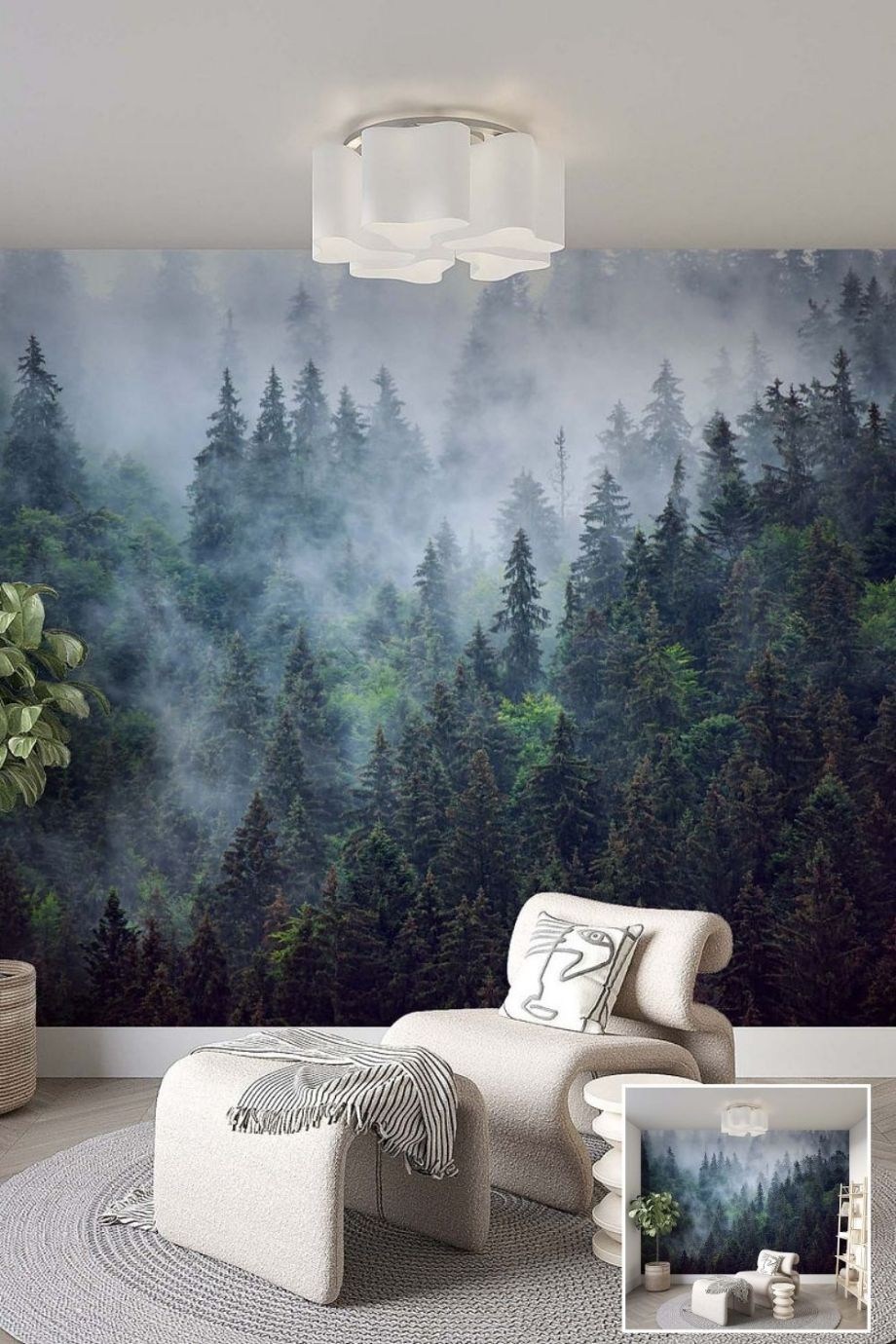 Landscape Patterned Textile Based Personalized Print Wallpaper