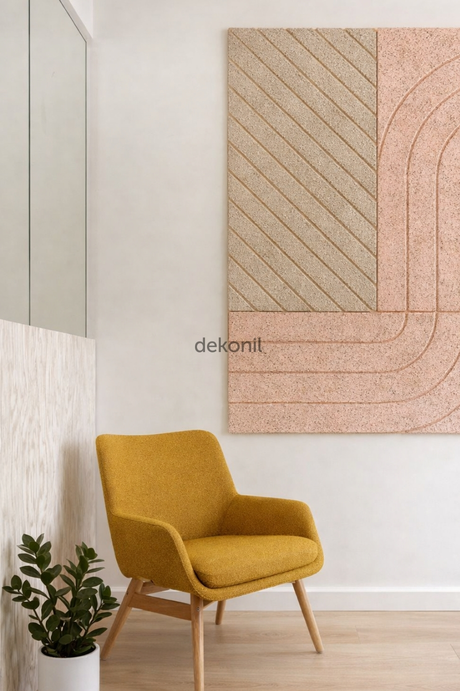 Nera Çift Taraflı Düz - Çizgili MDF Duvar Paneli 40*90cm