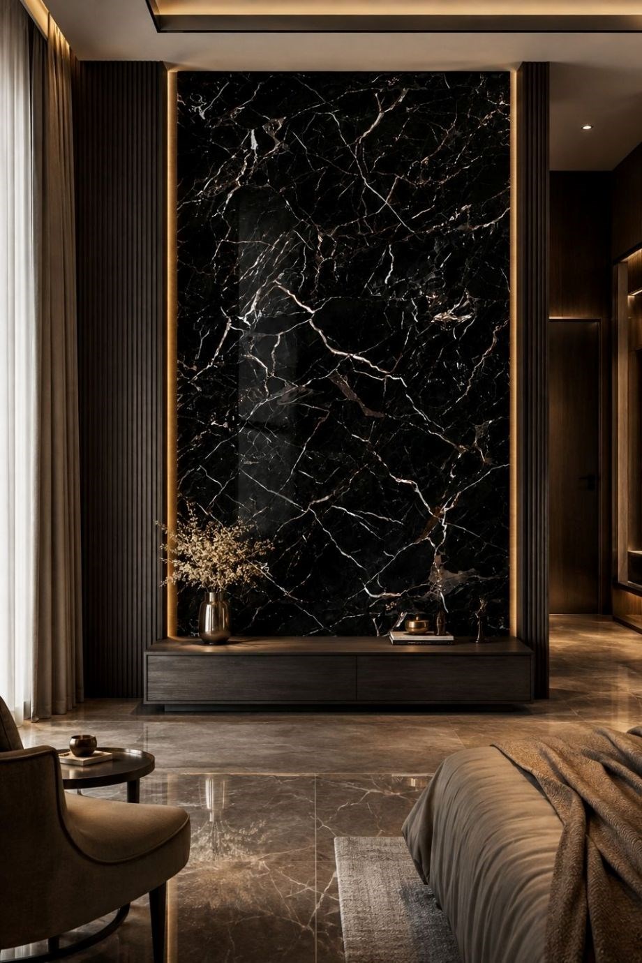 Nero Gold Mermer Desenli PVC Duvar Paneli 122x244 cm