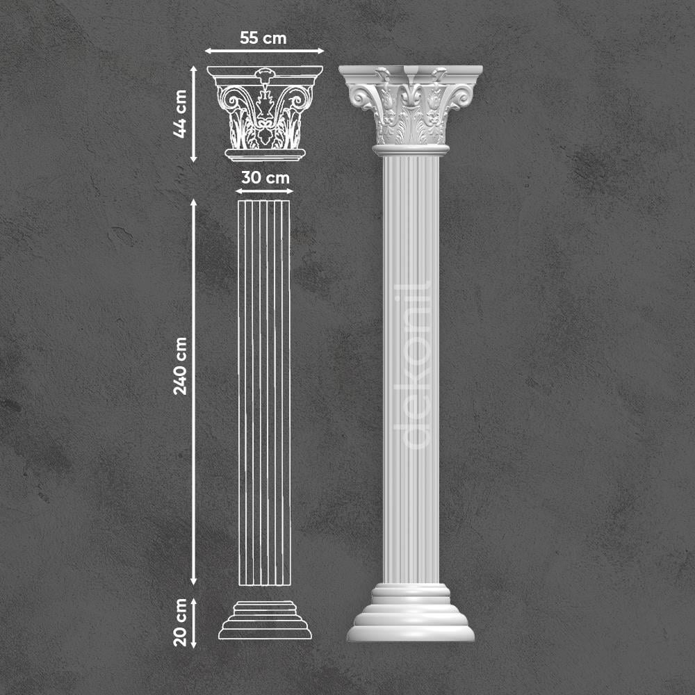 Polyurethane Full Oval Column Set 30cm