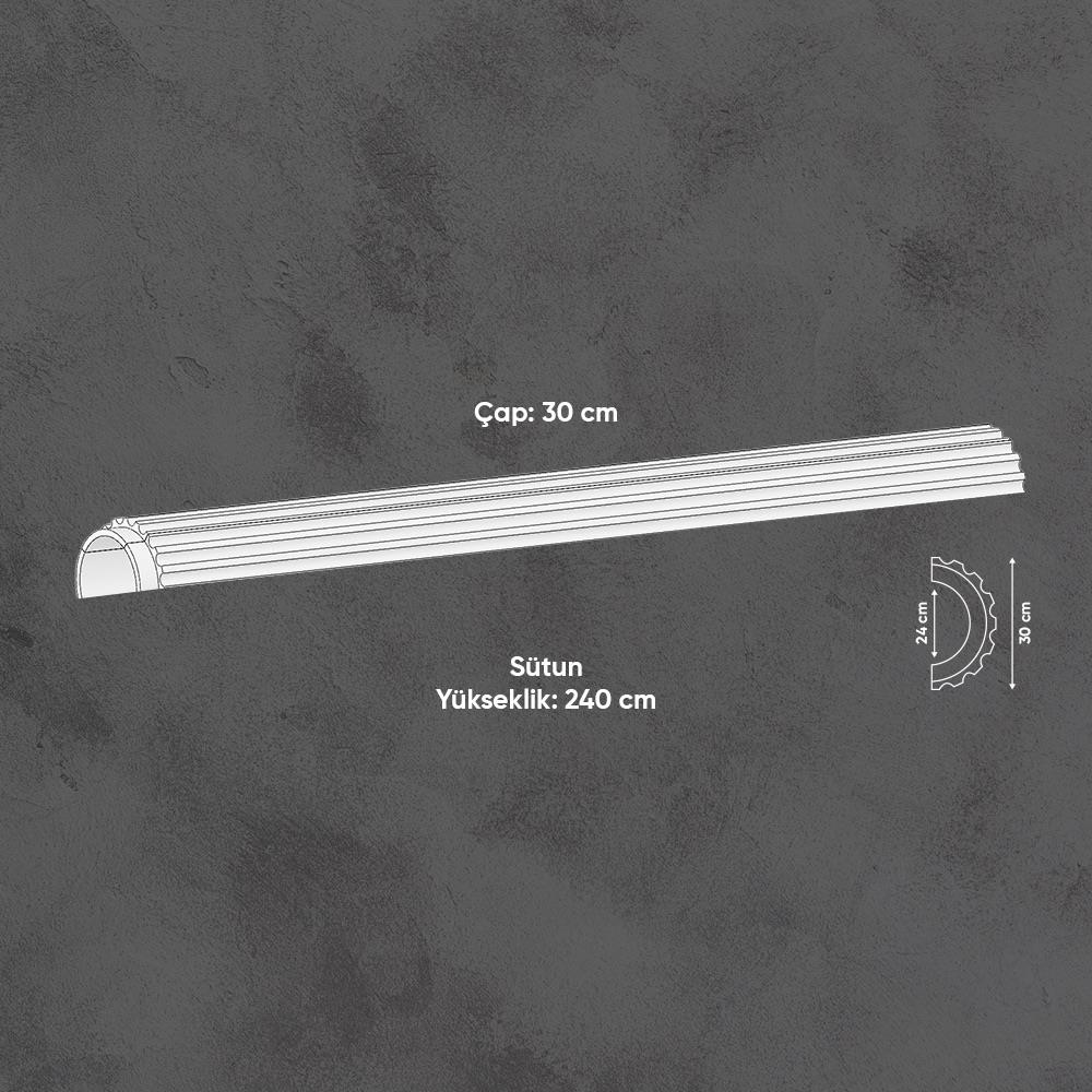 Polyurethane Half Oval Column Set 30cm
