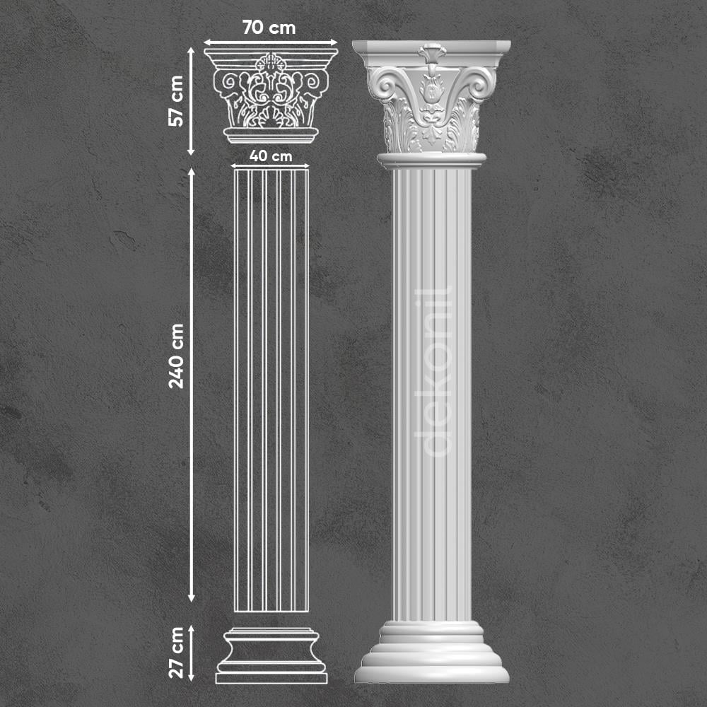 Polyurethane Half Oval Column Set 40cm