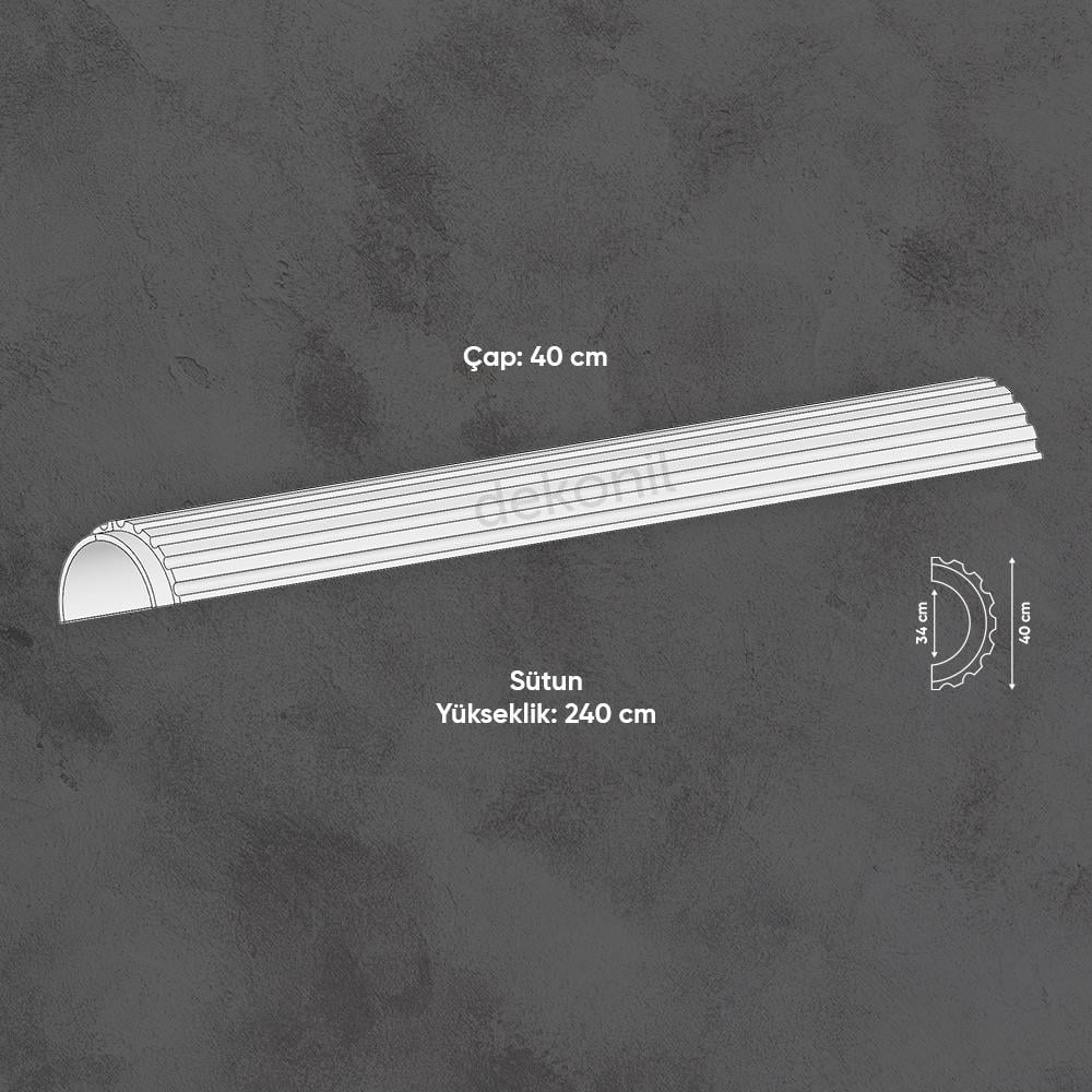 Polyurethane Half Oval Column Set 40cm