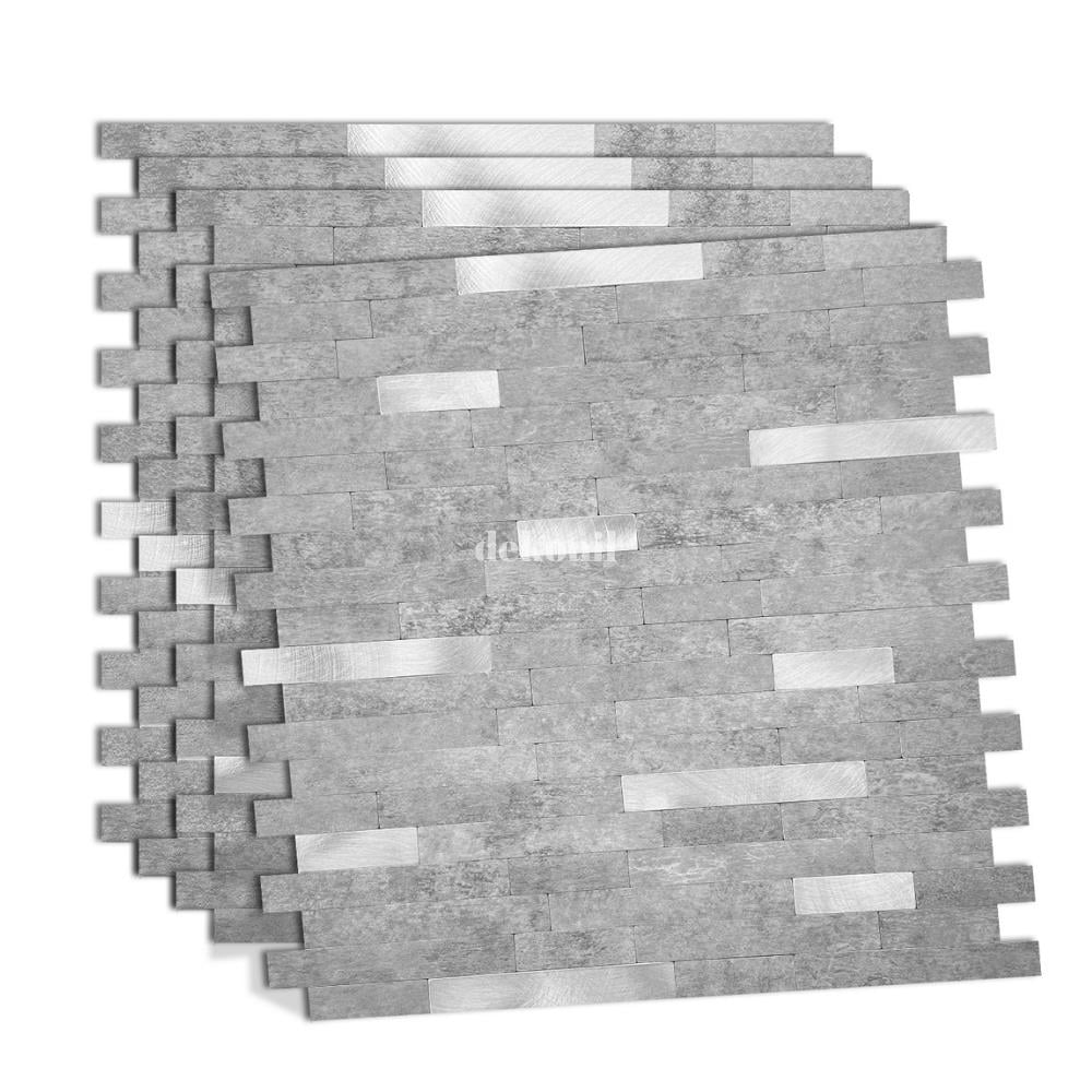 PrimeLock Kendinden Yapışkanlı Mozaik Karo Taş - Gümüş 27*27 cm (10 Adet)