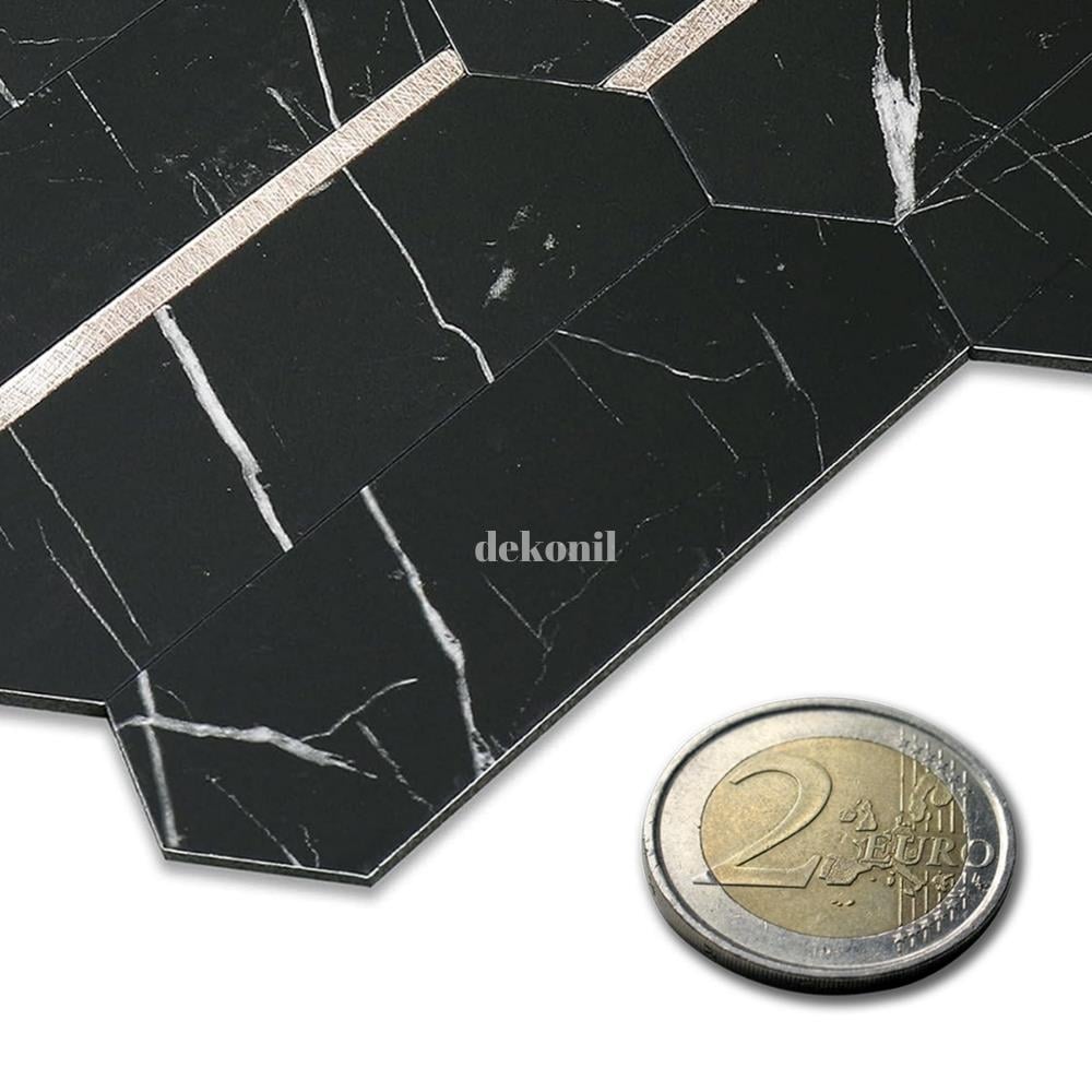 PrimeLock Kendinden Yapışkanlı Mozaik Karo Mermer Siyah Gold 27*27 cm (10 Adet)