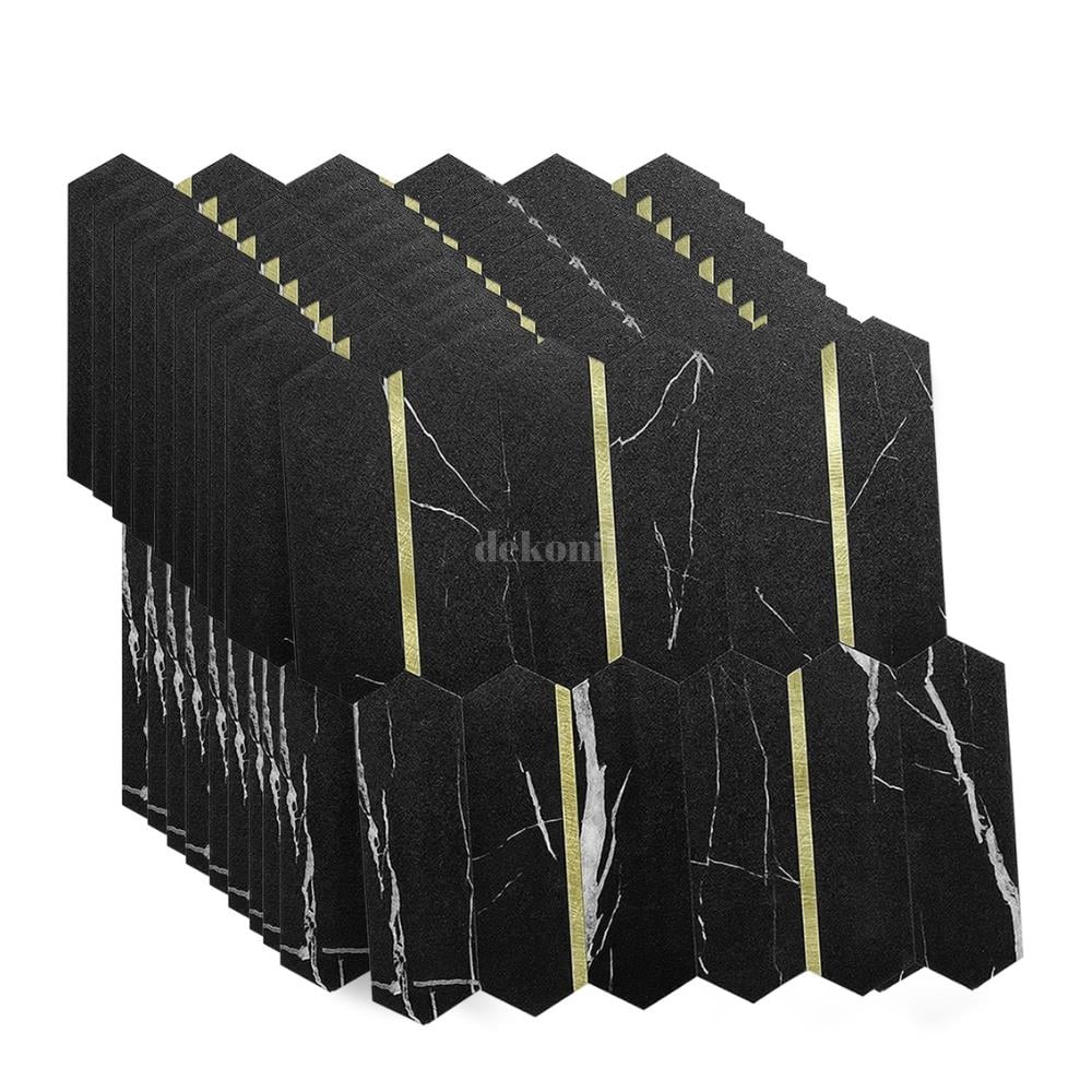 PrimeLock Kendinden Yapışkanlı Mozaik Karo Mermer Siyah Gold 27*27 cm (10 Adet)