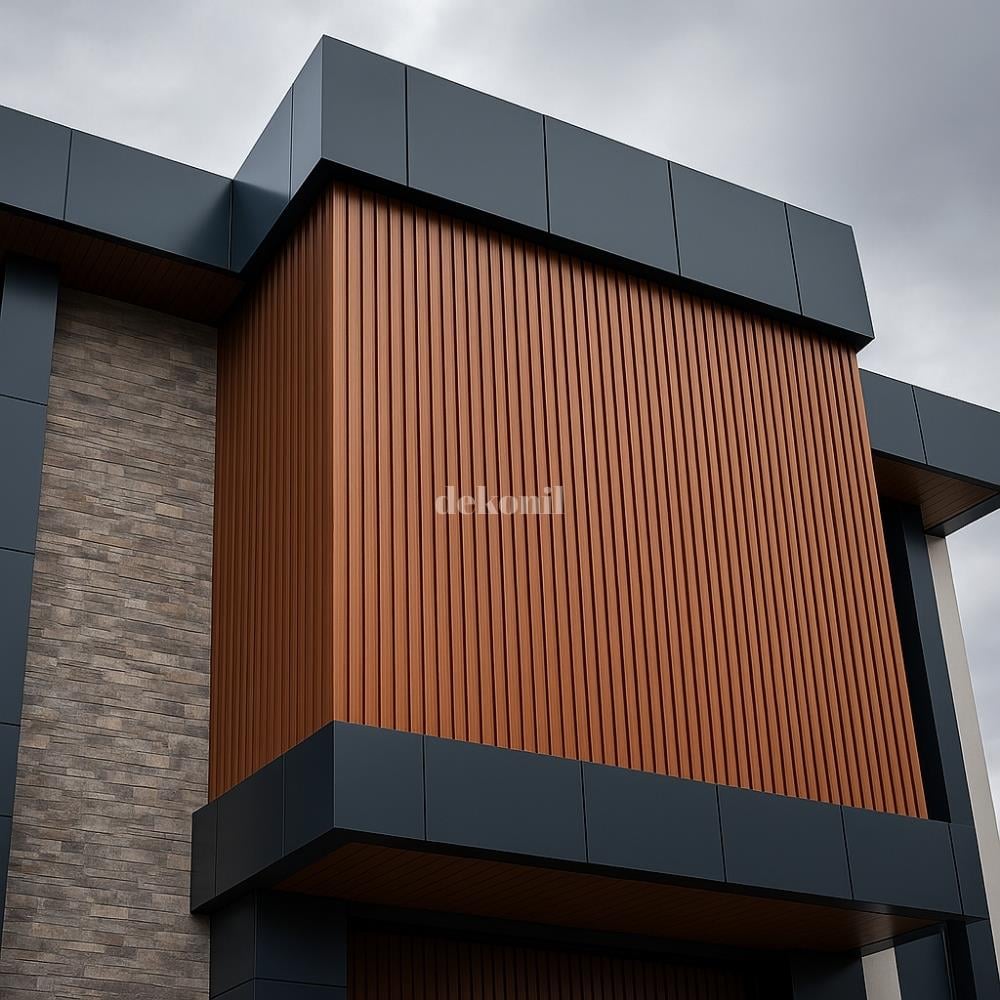 PVC Akçaağaç İkili Dış Cephe Lambri Kaplaması 12 cm