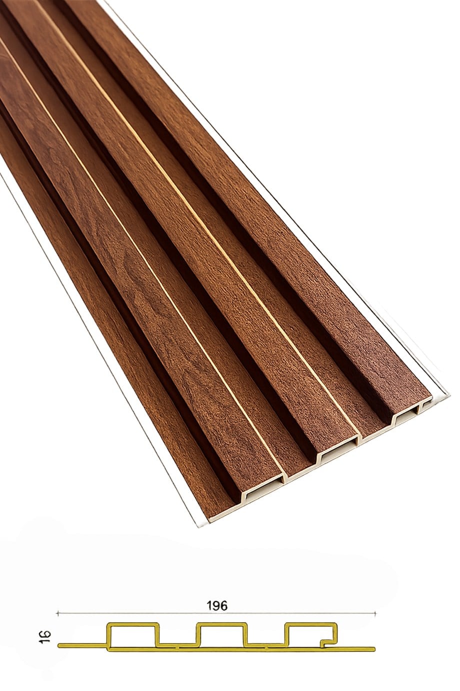 PVC Akçaağaç Triple Dış Cephe Lambri Kaplaması 19 cm